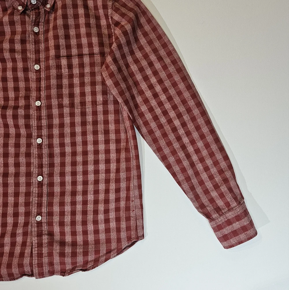 J.‎ Crew Mens Button Down Shirt Small Red White Checker Plaid Slim Fit